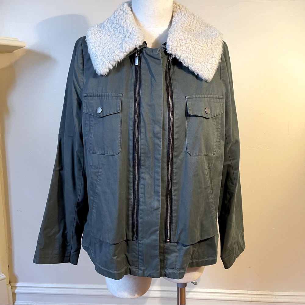 MARCS | Khaki Jacket with zip detail and removable collar | size 12 - Picture 2 of 11